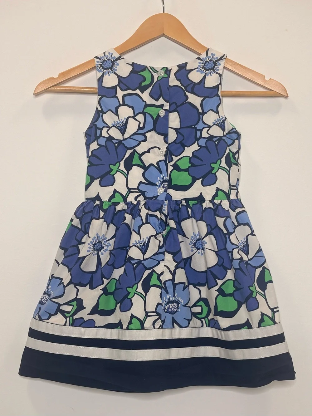 Gymboree Floral Cotton Sleeveless Bubble Dress GIrls Size 5 Blue & White A-Line